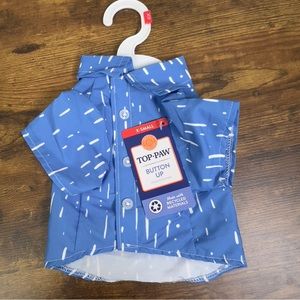 Top Paw Dog Shirt Button Up X-Small Blue & White Stripe Button Up